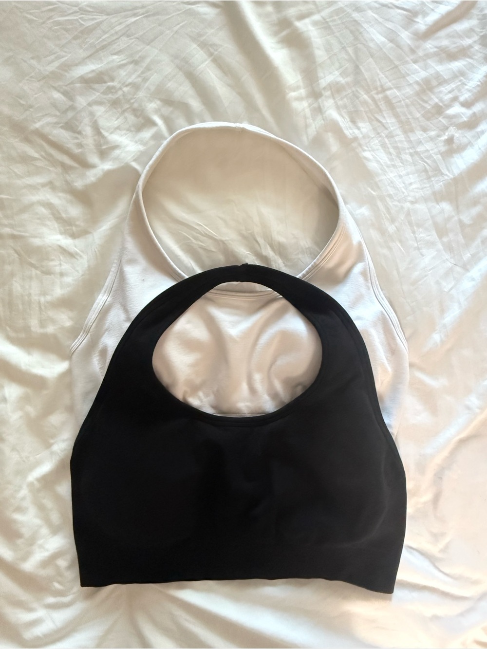 Amazon Black & White Seamless Halter Crop Tank Tops - 2 Pack